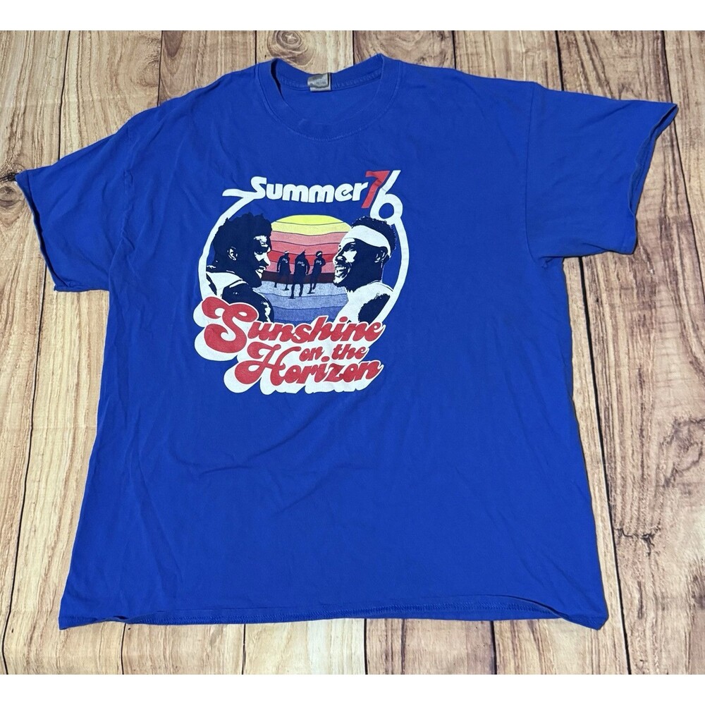 Philadelphia Sixers Summer 76 Sunshine On The Horizon T Shirt Size XL Blue Rare